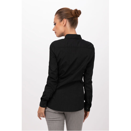 Chef Works Deco Shirt Long Sleeve Black and White - SFC01W