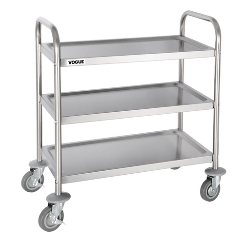 Vogue 3 Tier Clearing Trolley Stainless Steel - 710 x 405 x 825mm
