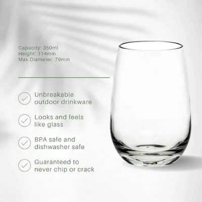 D-Still Essentials Polycarbonate Stemless Wine 350ml (Box of 4) - DSX018