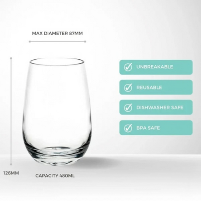 D-Still Essentials Polycarbonate Stemless Wine 480ml (Box of 4) - DSX019