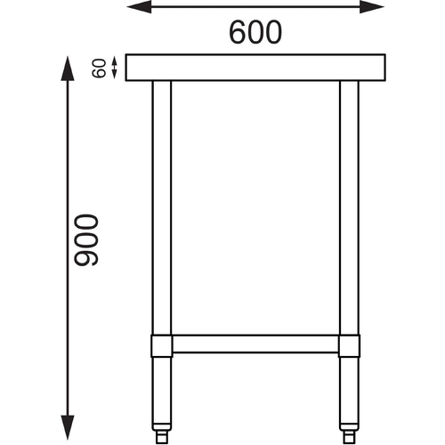 Vogue Stainless Steel Prep Table - 1800 x 600 x 900mm - T378