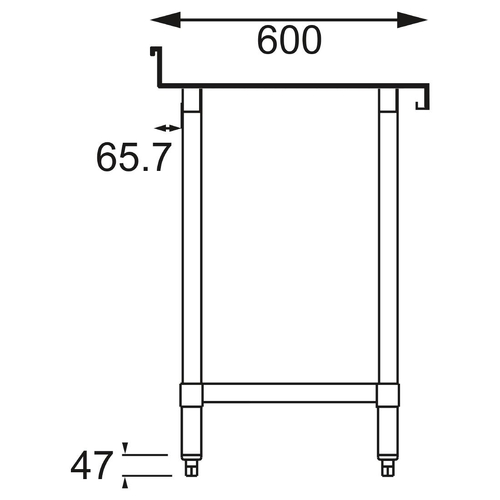 Vogue Stainless Steel Prep Table with Splashback - 1200 x 600 x 900mm - T381