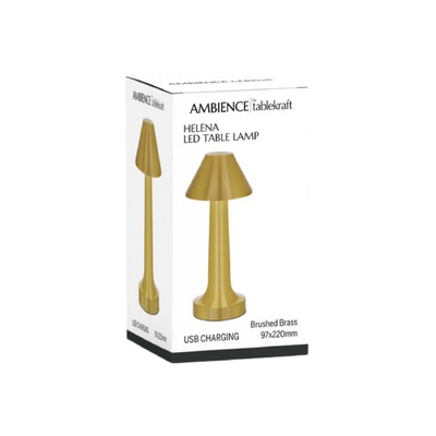 Tablekraft Helena Cordless LED Table Lamp 97x220mm - Brushed Brass