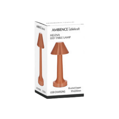 Tablekraft Helena Cordless LED Table Lamp 97x220mm - Brushed Copper