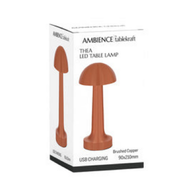 Tablekraft Thea Cordless LED Table Lamp 90x210mm - Brushed Copper