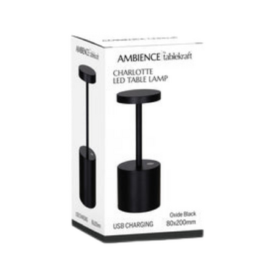 Tablekraft Charlotte Cordless LED Table Lamp 200mm - Oxide Black
