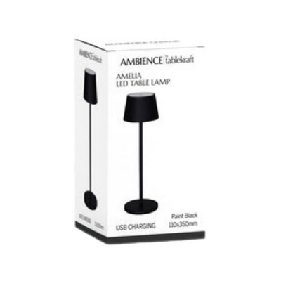 Tablekraft Amelia Cordless LED Table Lamp 110x350mm - Paint Black
