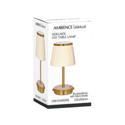 Tablekraft Adelaide Cordless LED Table Lamp 135x260mm - Brushed Brass