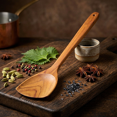 Alam Malika Teak Wooden Turner - 350mm