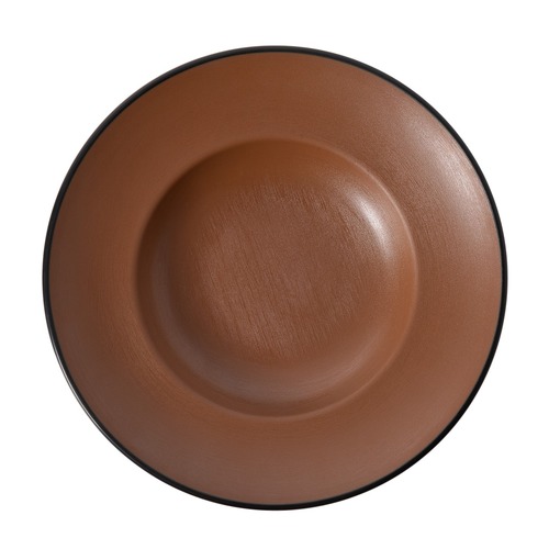 Coucou Melamine Round Deep Plate 26.5cm - Brown & Black