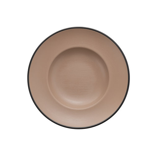 Coucou Melamine Round Deep Plate 26.5cm - Beige & Black