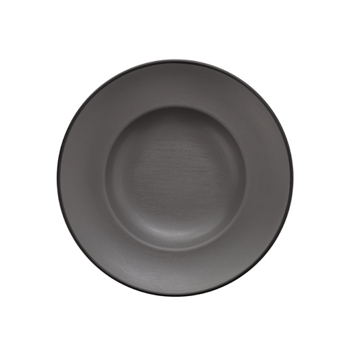 Coucou Melamine Round Deep Plate 26.5cm - Grey & Black