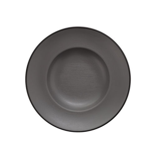 Coucou Melamine Round Deep Plate 26.5cm - Grey & Black - 11PL26GB1