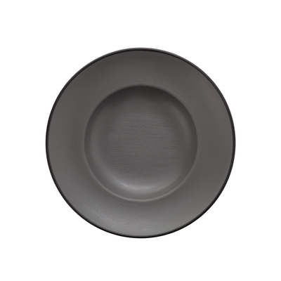 Coucou Melamine Round Deep Plate 26.5cm - Grey & Black