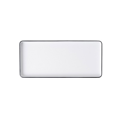 Coucou Melamine Dual Colour Rect. Plate 29x13cm - White & Black - 12PL29WB