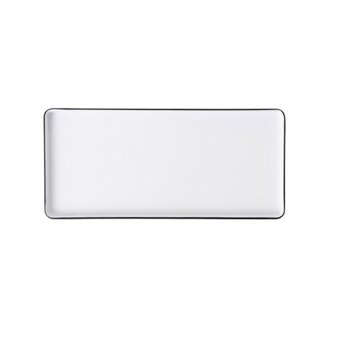 Coucou Melamine Dual Colour Rect. Plate 32.5x15cm - White & Black - 12PL32WB
