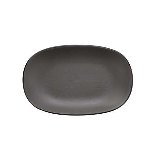 Coucou Melamine Oblong Plate 19.5 x 12.5cm - Grey & Black