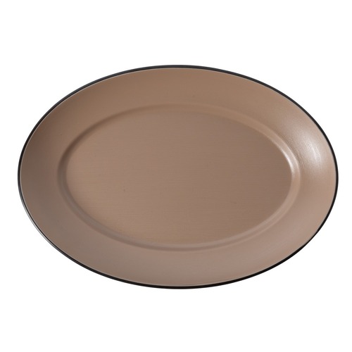 Coucou Melamine Oval Plate 31x22cm - Beige & Black  - 14BW31EB