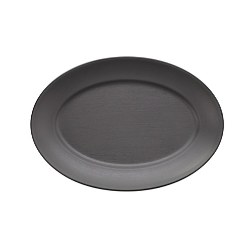 Coucou Melamine Oval Plate 31 x 22cm - Grey & Black  - 14BW31GB
