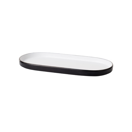 Coucou Melamine Dual Colour Oblong Plate 26x13cm - White & Black - 14PL26WB