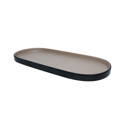 Coucou Melamine Oval Plate 28.8x12.8x1.8cm - Beige & Black