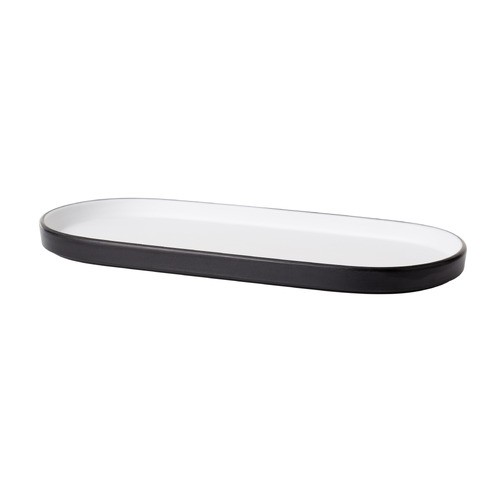 Coucou Melamine Dual Colour Oblong Plate 29x13cm - White & Black - 14PL29WB