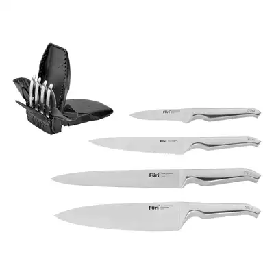 Furi Pro Clean and Store Stainless Steel Knife Block Set with Sharpener 7pc