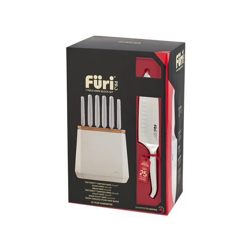 Furi Pro Stone Snow Terrazo Knife Block Set 7pc - 27270