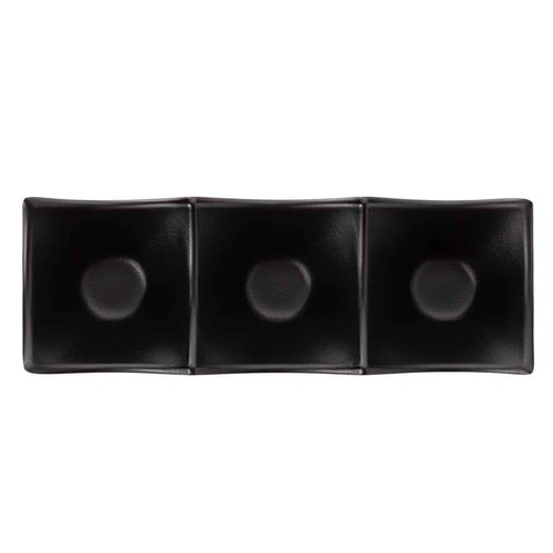 Coucou Melamine Sauce Dish 3 Compartment - Matte Black