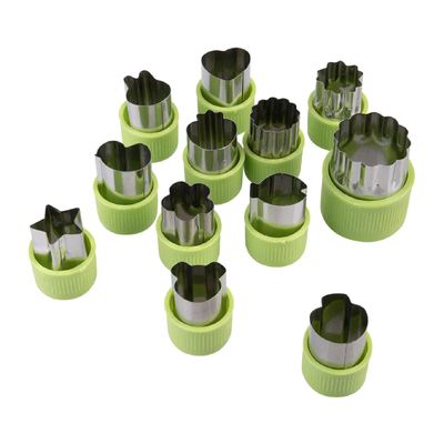 Appetito Fruit & Vegetable Cutters Assorted Shapes Green - Set of 12