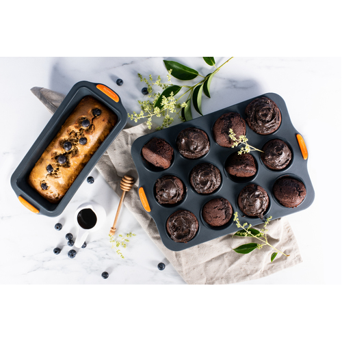 Bakemaster Reinforced Silicone 12 Cup Muffin Tray 355x240mm