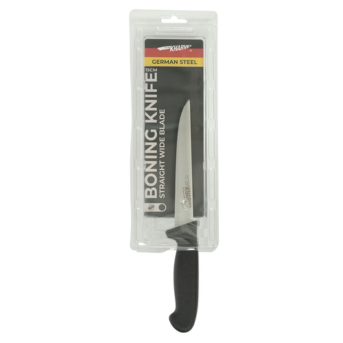 Kharve Boning Knife Straight And Wide Blade 15cm Black Handle