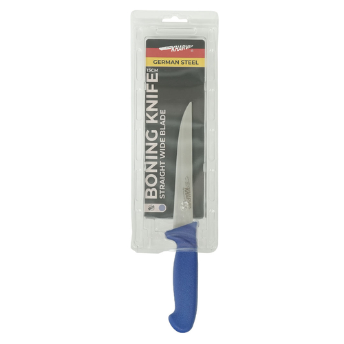 Kharve Boning Knife Straight And Wide Blade 15cm Blue Handle