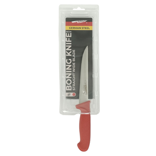 Kharve Boning Knife Straight And Wide Blade 15cm Red Handle