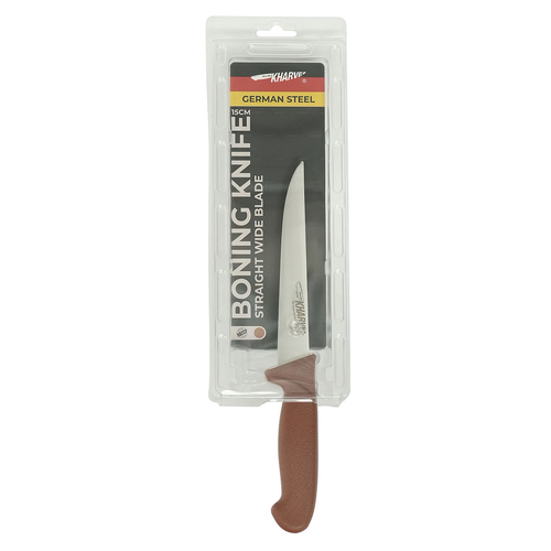 Kharve Boning Knife Straight And Wide Blade 15cm Brown Handle