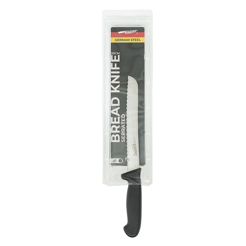 Kharve Bread Knife Serrated 20cm Black Handle