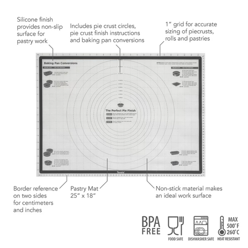 Tovolo "Truebake" Silicone Pastry Mat 63.5x45.5cm - Charcoal