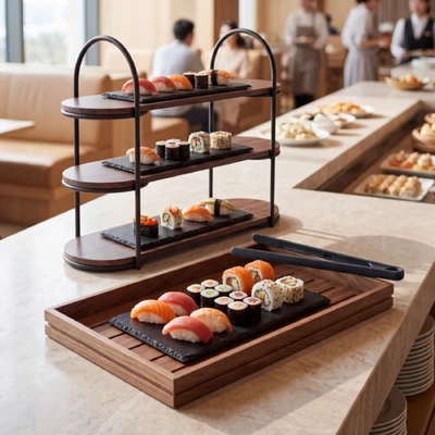 Chef Inox Serve Beechwood 3-Tier Display Stand 242x770x553mm