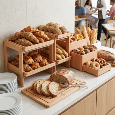 Chef Inox Serve Walnut Wood 3-Tier Round Stand 325x325x480mm
