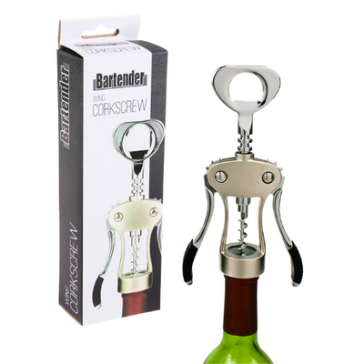 Bartender Heavy Duty Wing Corkscrew - Black Trim