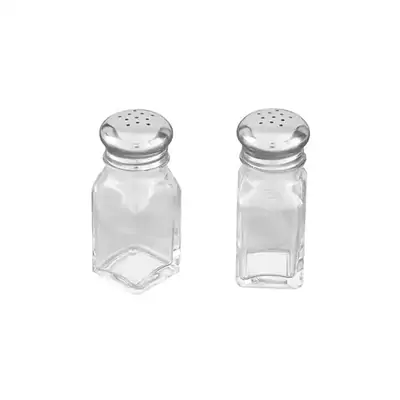 Salt & Pepper Shaker - Square 115mm / 60ml Stainless Steel Top / Glass Body