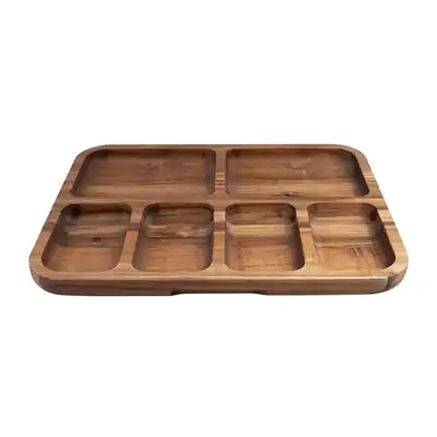 Alfresco Lane Acacia Wood 6 Compartment Rectangular Grazing Platter With Lid