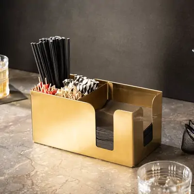 Crown Barware Bar Organiser - 6 Compartment Gold