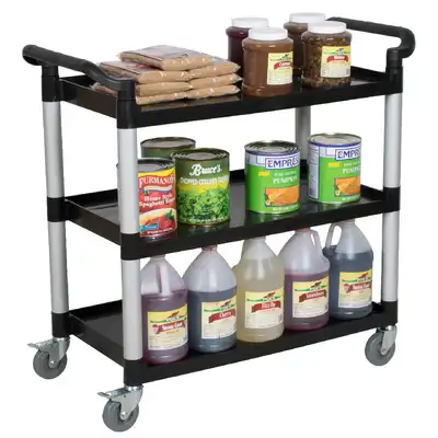 Large 3 Tier Utility Trolley - Black with BONUS BINS