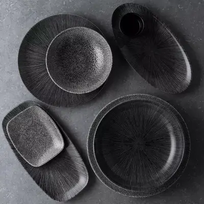 Studio Print Raku Agano Black Round Coupe Bowl 182mm / 426ml - Box of 12