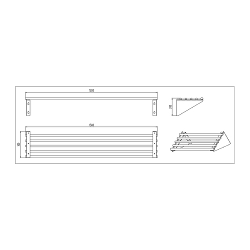 AFP-1532 Stainless Steel Pipe Wall Shelf  1500mm x 300mm x 200mm