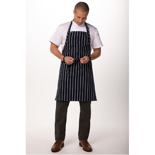 Striped Bib Apron No Pocket - Navy/White - APKNW - APKNW