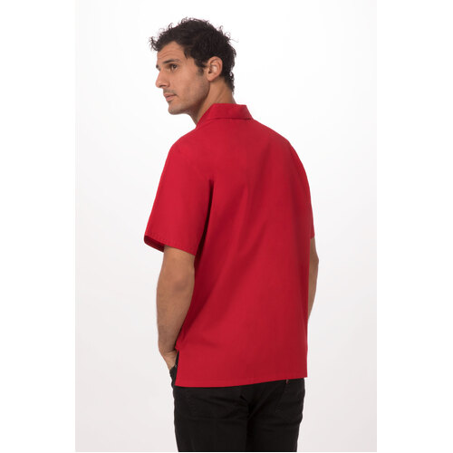 Chef Works Genova Cafe Shirt - C100-RED-XS - C100-RED-XS