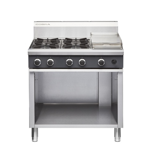 Cobra C9C - 4 Gas Open Burners with 300mm Griddle Plate - Open Cabinet Base