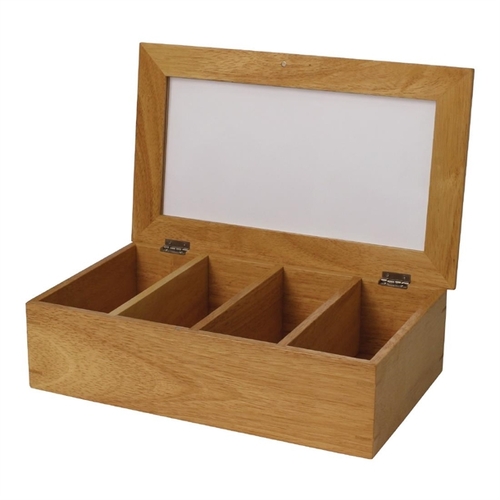 Olympia Tea Box with Lid 4 Compartment - 90x335x200mm 3.5x13x7.75"
